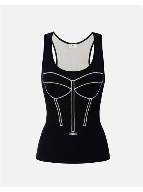 TOP CON DISEGNO CORSETTO ELISABETTA FRANCHI | TK40Q51E2685 nero/burro